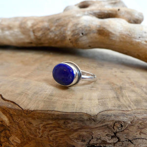 Lapis Lazuli Ring - .925 Sterling Silver - East West Oval Ring