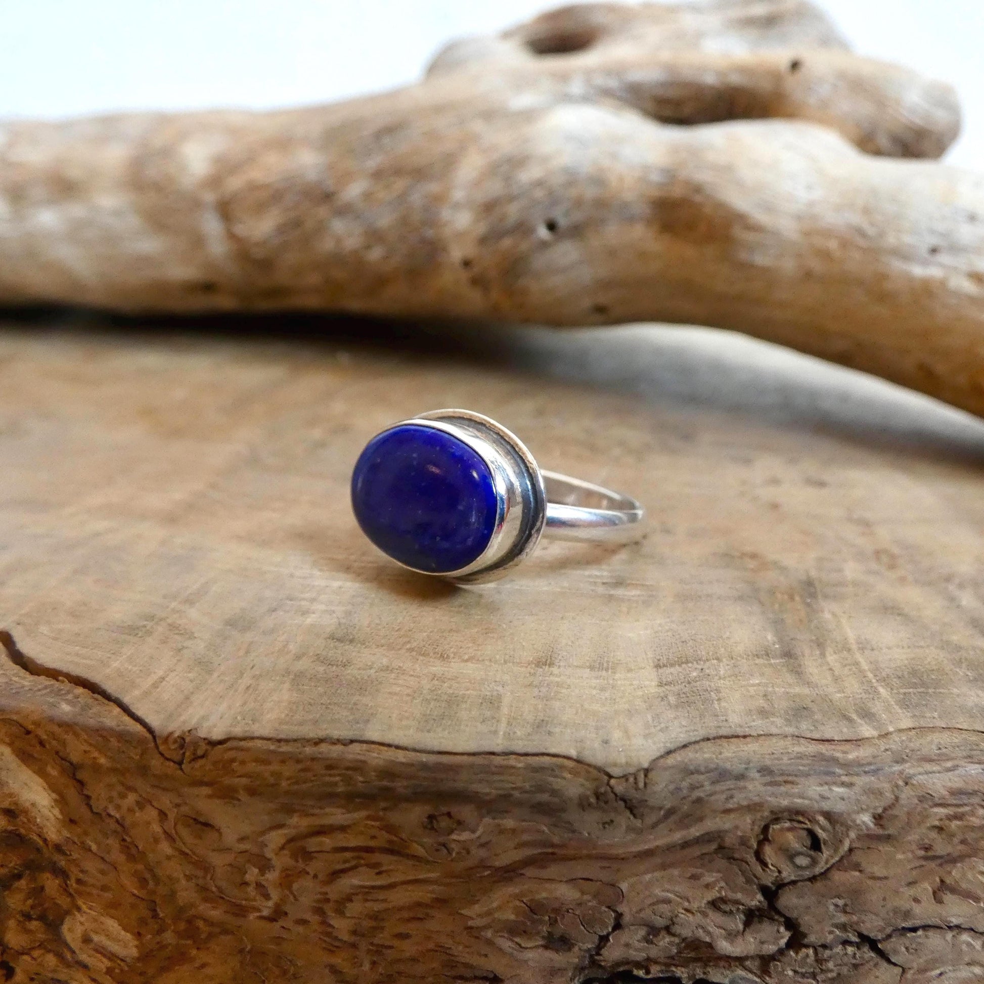 Lapis Lazuli Ring - .925 Sterling Silver - East West Oval Ring