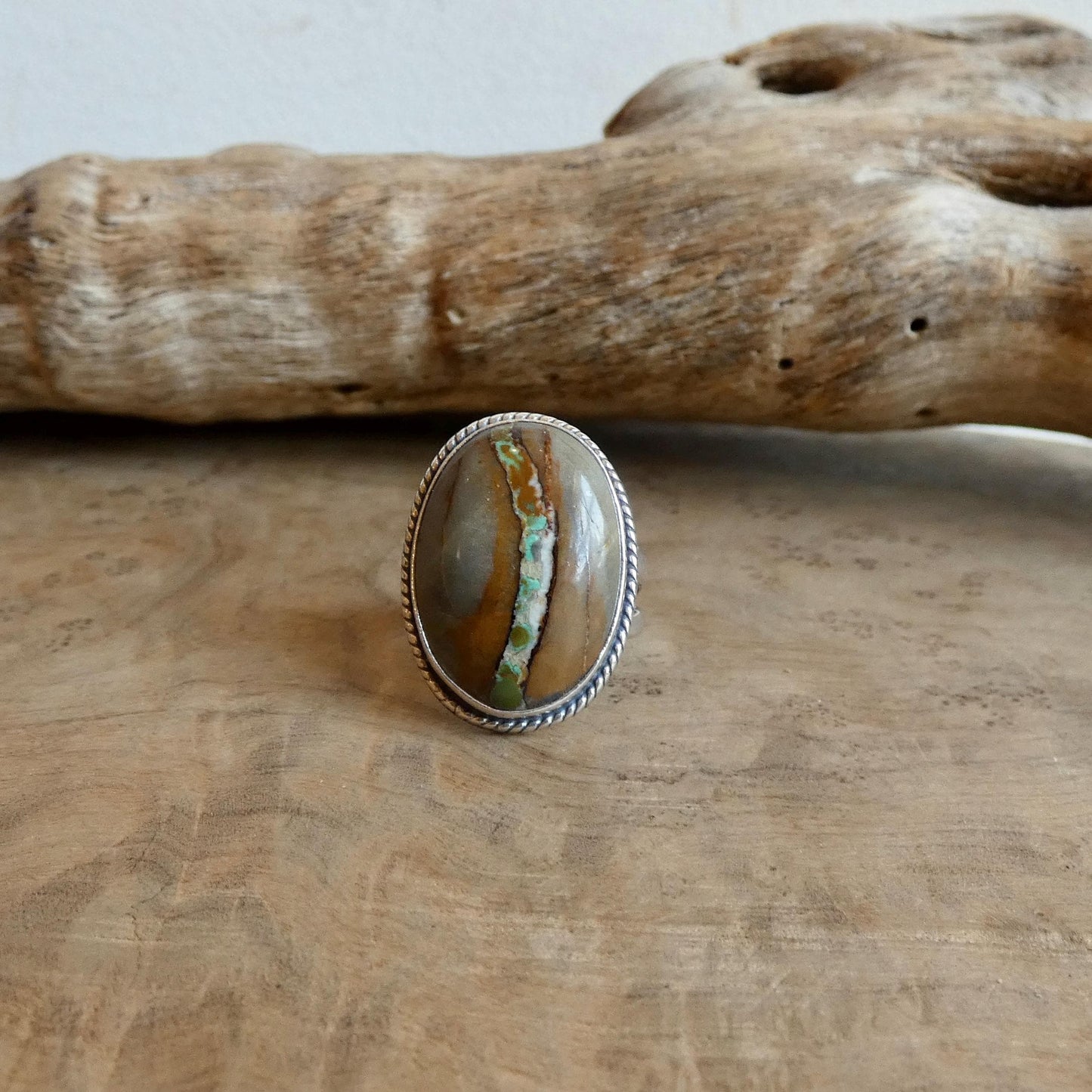 Royston Ribbon Turquoise Ring - Choose your Size - Nevada Boulder