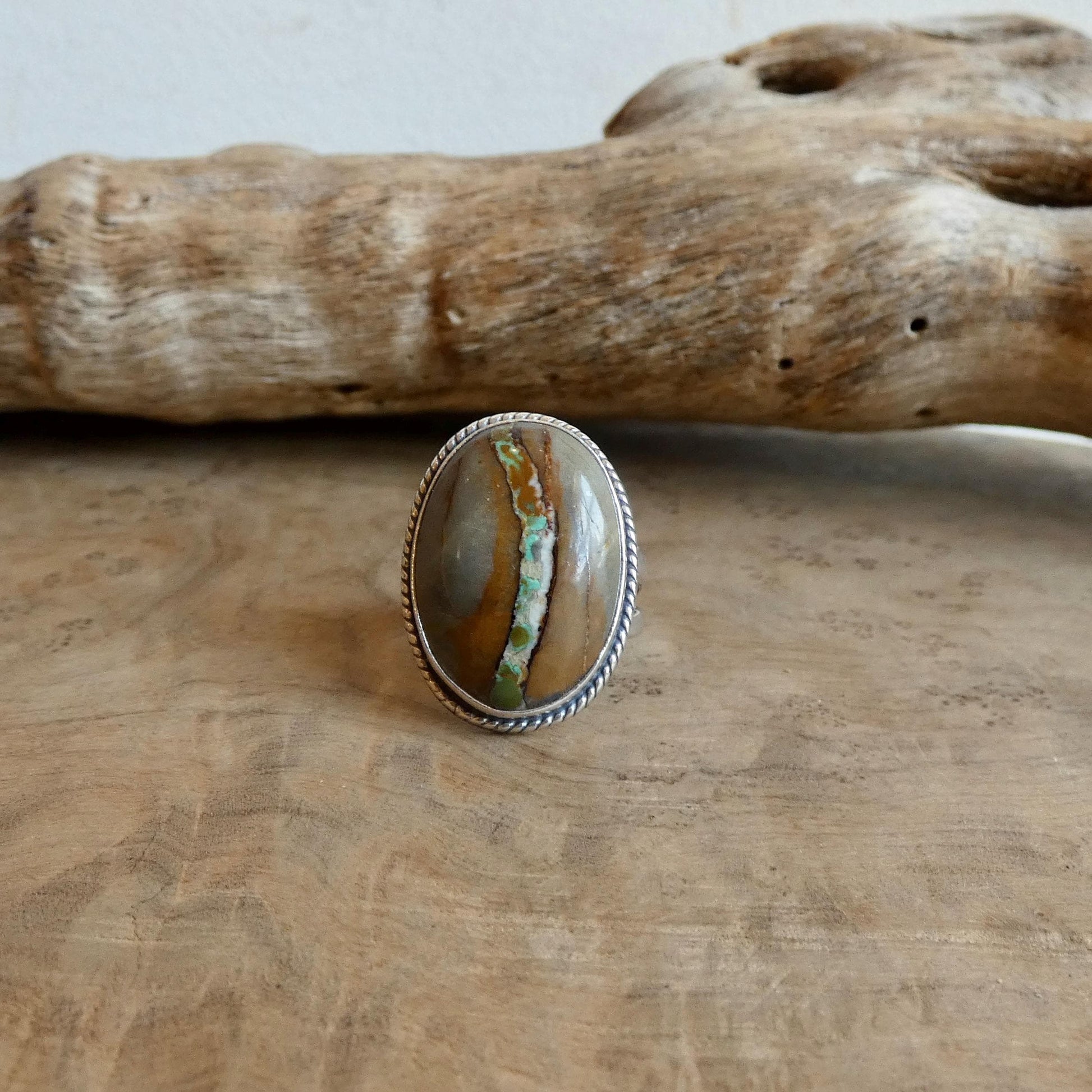 Royston Ribbon Turquoise Ring - Choose your Size - Nevada Boulder