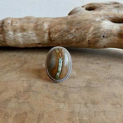 Royston Ribbon Turquoise Ring - Choose your Size - Nevada Boulder