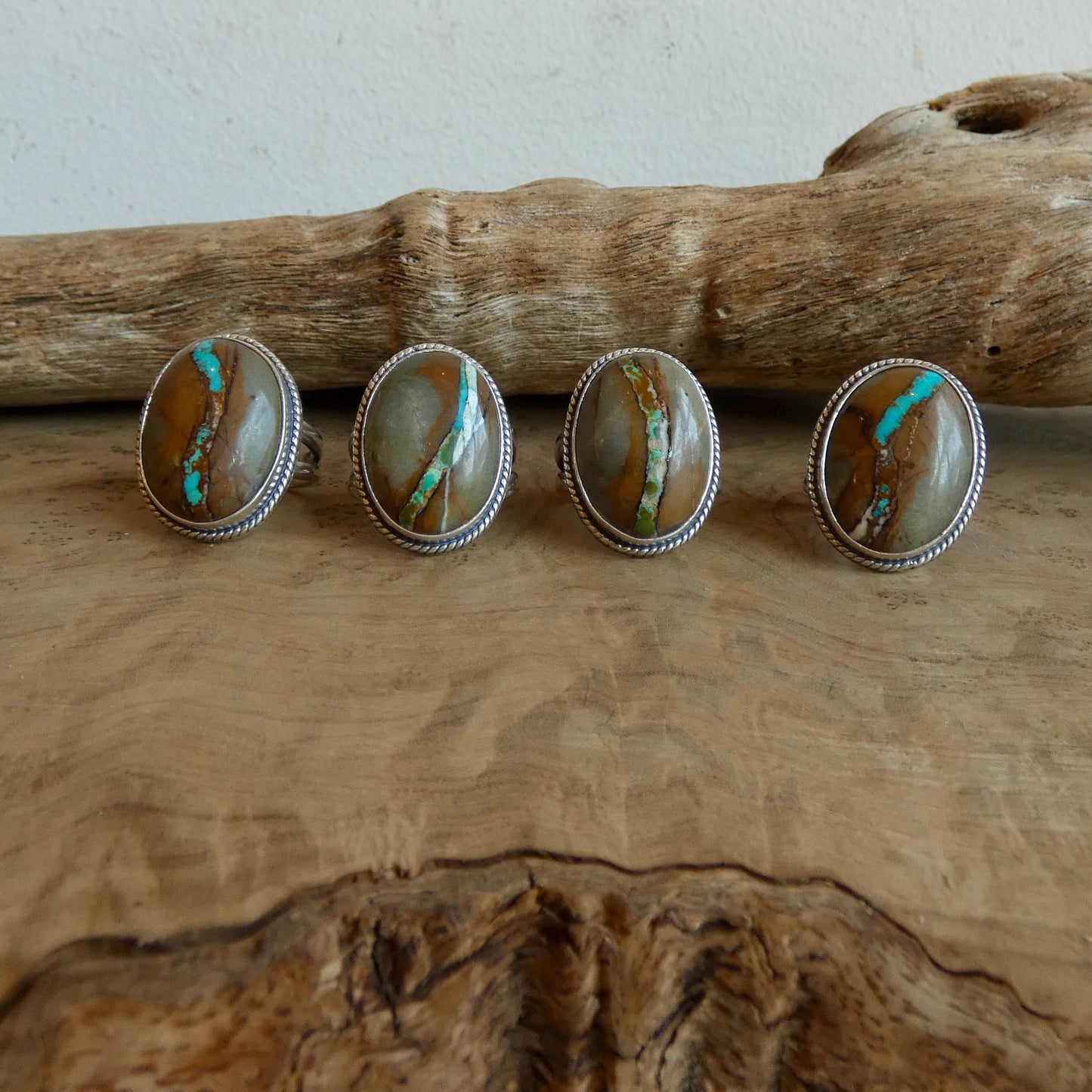 Royston Ribbon Turquoise Ring - Choose your Size - Nevada Boulder