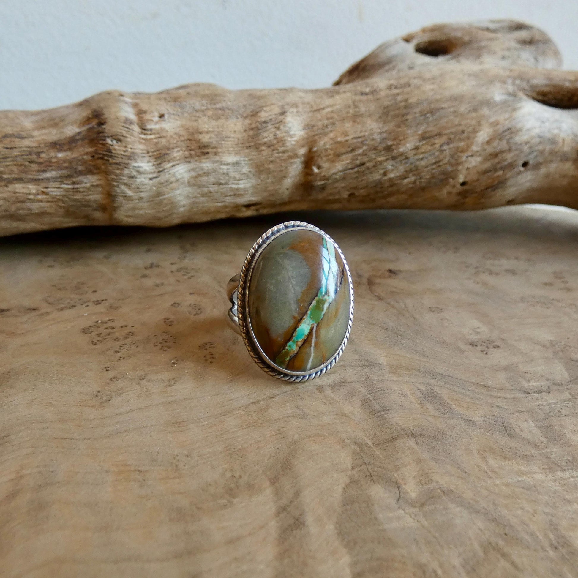 Royston Ribbon Turquoise Ring - Choose your Size - Nevada Boulder