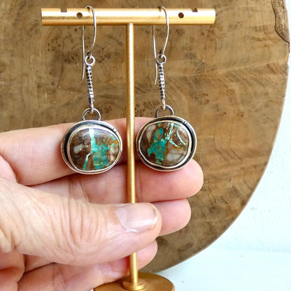 Royston Ribbon Turquoise Earrings | Sterling Silver