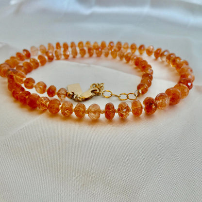 Oregon Sunstone Beaded Necklace | 14 KT Gold Filled