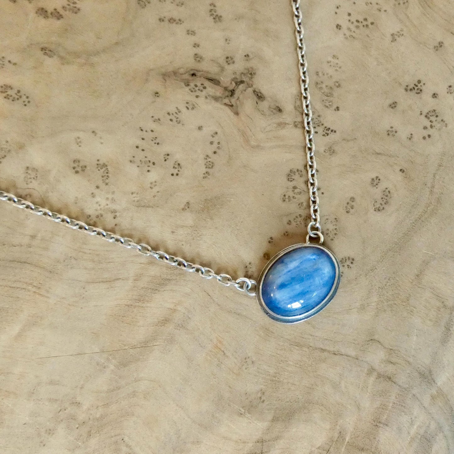 Blue Kyanite East West Pendant - Sterling Silver