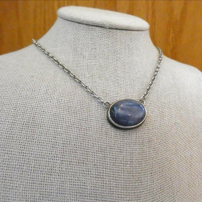 Blue Kyanite East West Pendant - Sterling Silver