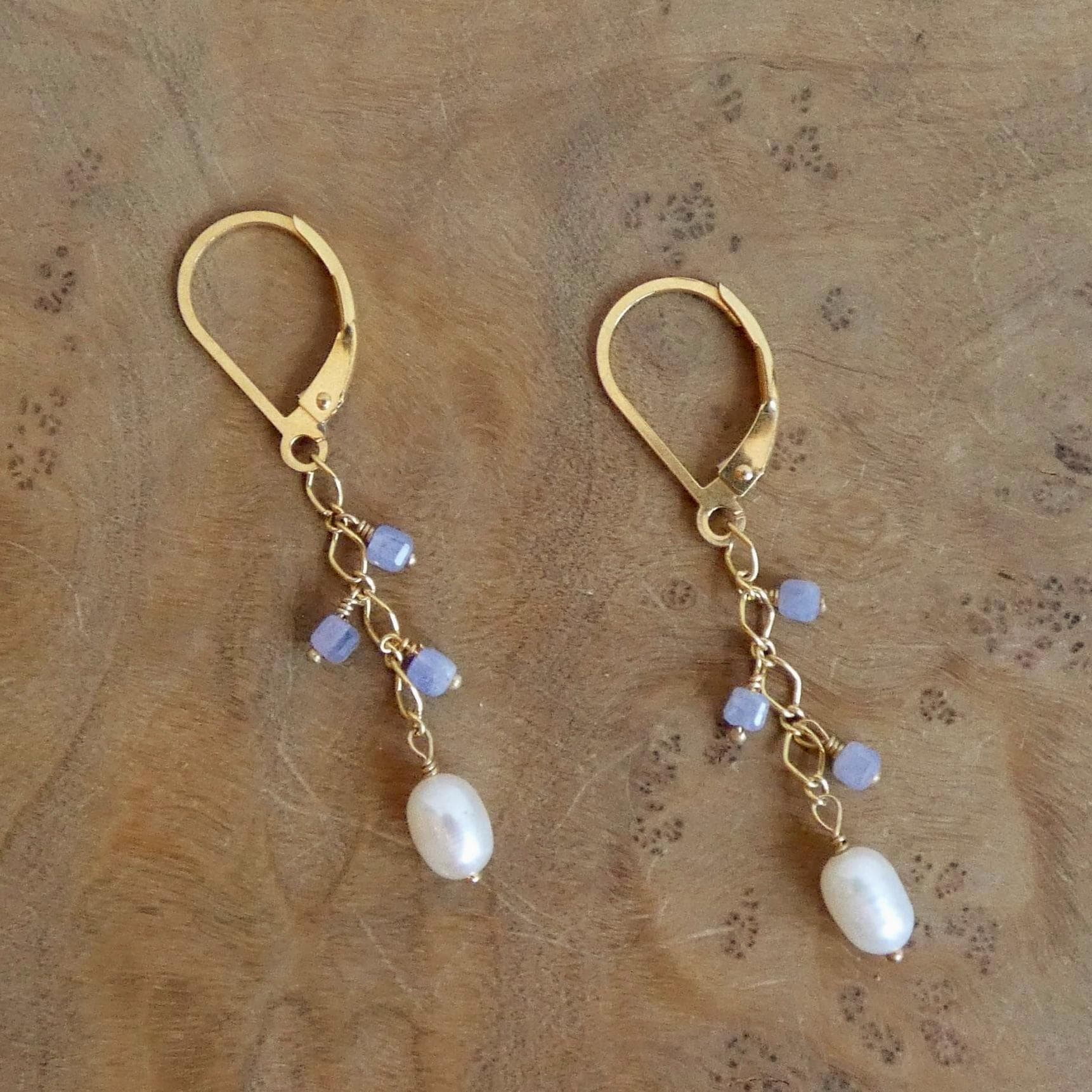 Tanzanite Beaded Bracelet - 14K Gold Filled - Freshwater Pearl Accent