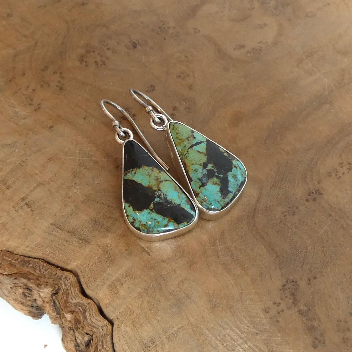 Black Jack Turquoise Drop Earrings - Choose Your Finished Pair - Sterling Silver