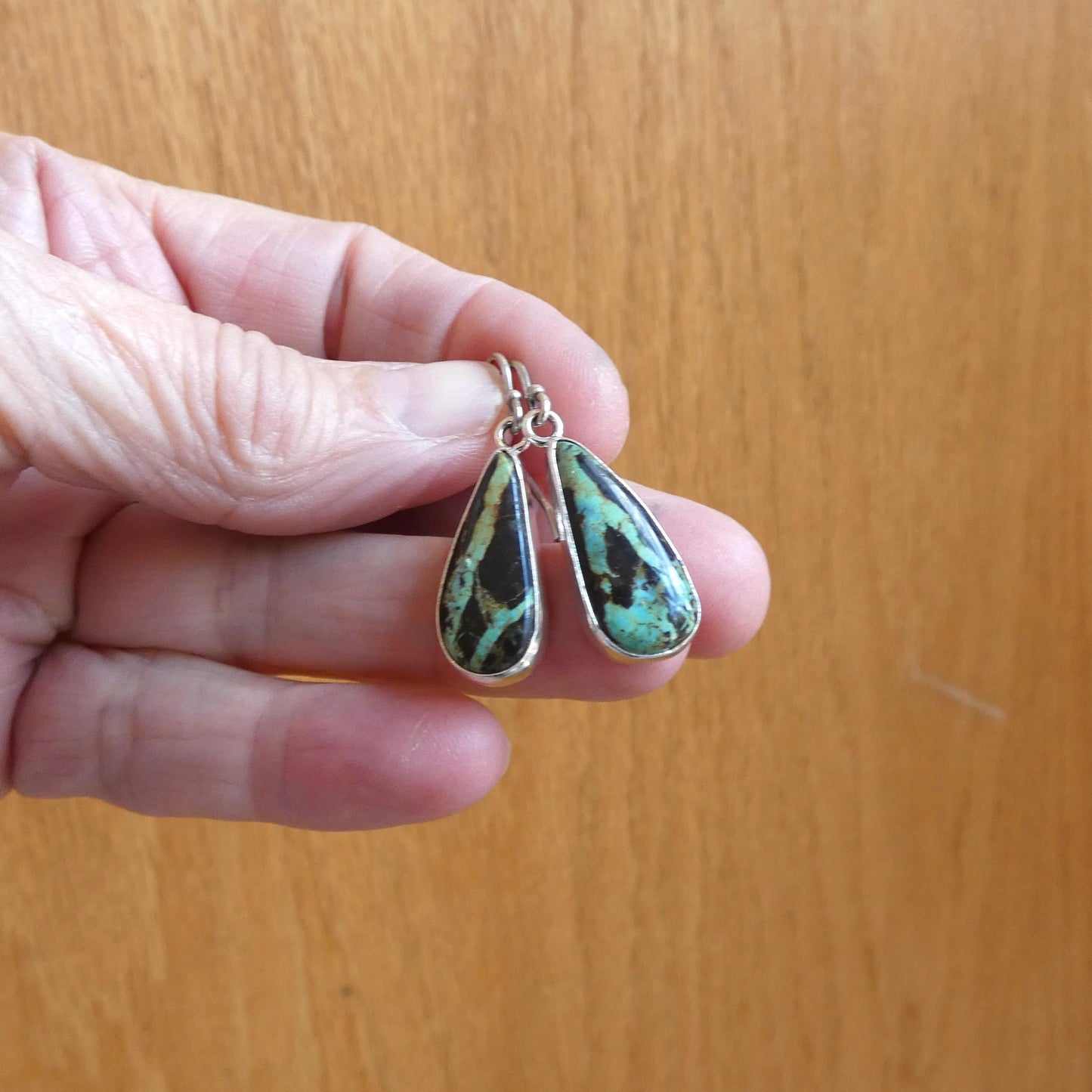 Black Jack Turquoise Drop Earrings - Choose Your Finished Pair - Sterling Silver