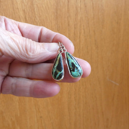 Black Jack Turquoise Drop Earrings - Choose Your Finished Pair - Sterling Silver