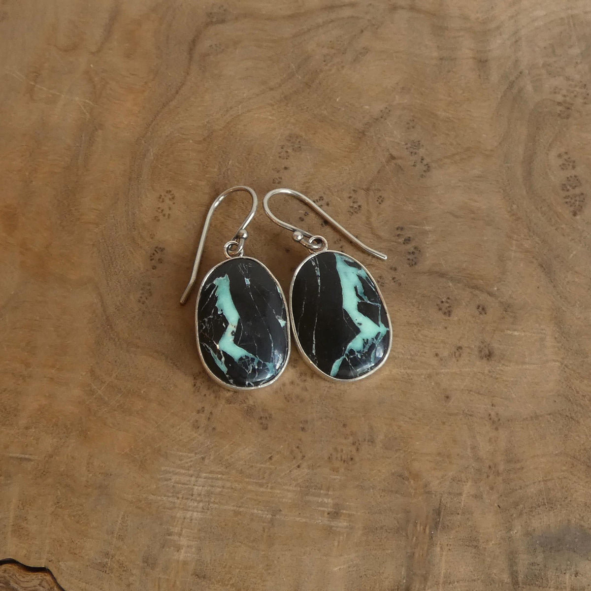 Black Jack Turquoise Drop Earrings - Choose Your Finished Pair - Sterling Silver