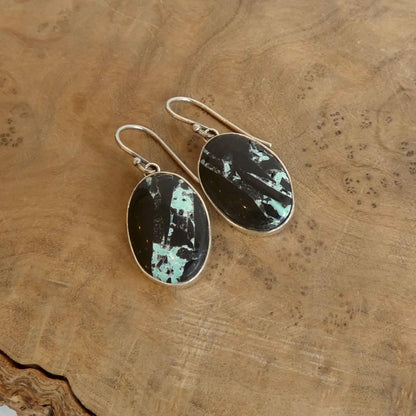 Black Jack Turquoise Drop Earrings - Choose Your Finished Pair - Sterling Silver