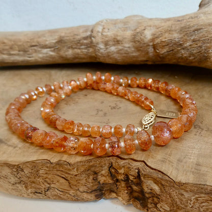 Oregon Sunstone Beaded Necklace | 14 KT Gold Filled