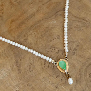 Jade Necklace in 14 KT Gold - Pearl necklace