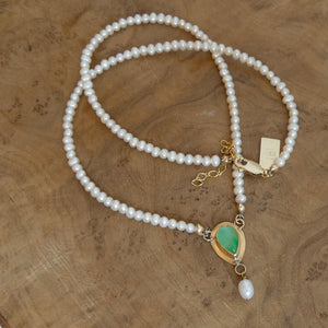 Jade Necklace in 14 KT Gold - Pearl necklace