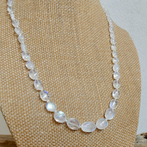 Rainbow Moonstone and Pearl Beaded Necklace - Graduated Beads