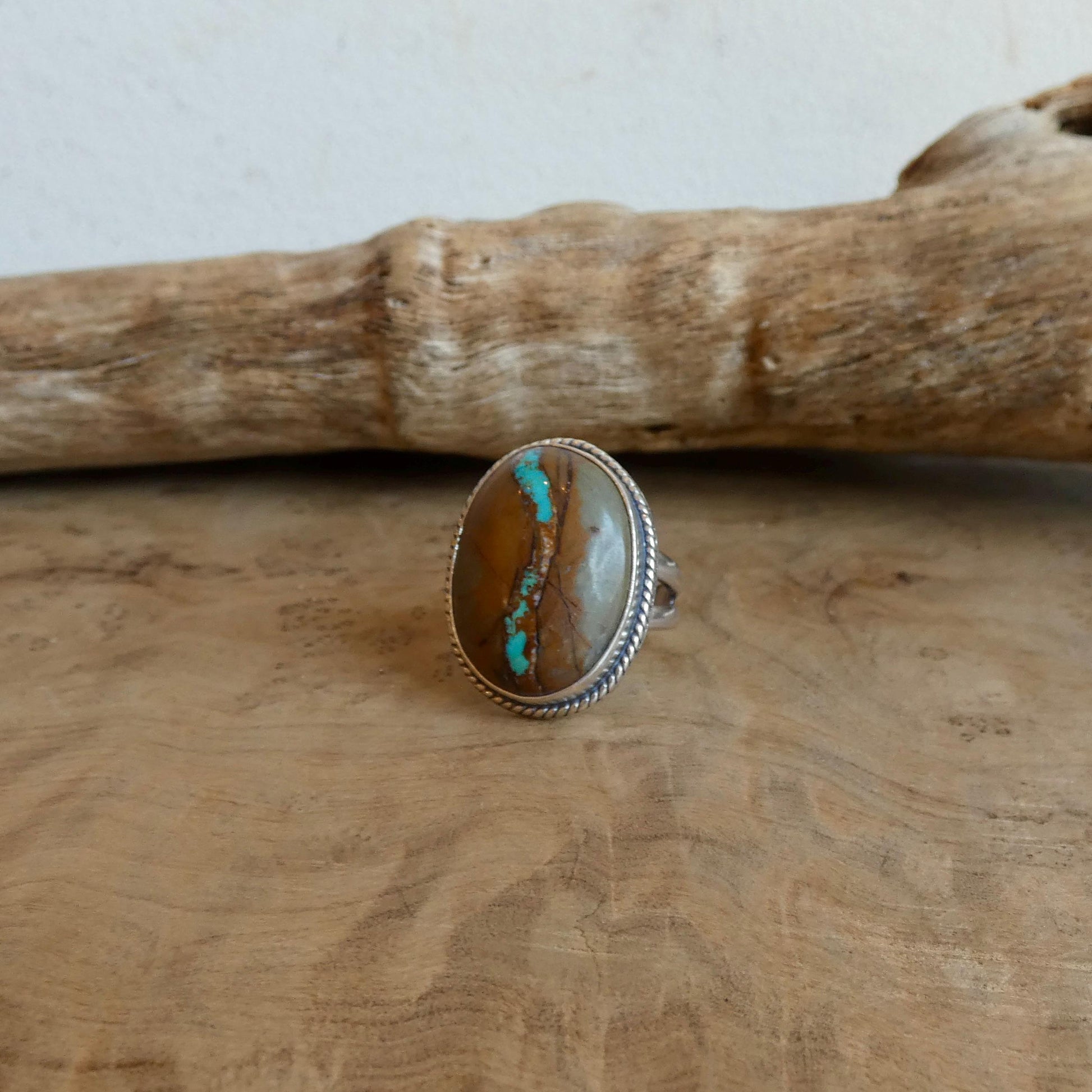 Royston Ribbon Turquoise Ring - Choose your Size - Nevada Boulder