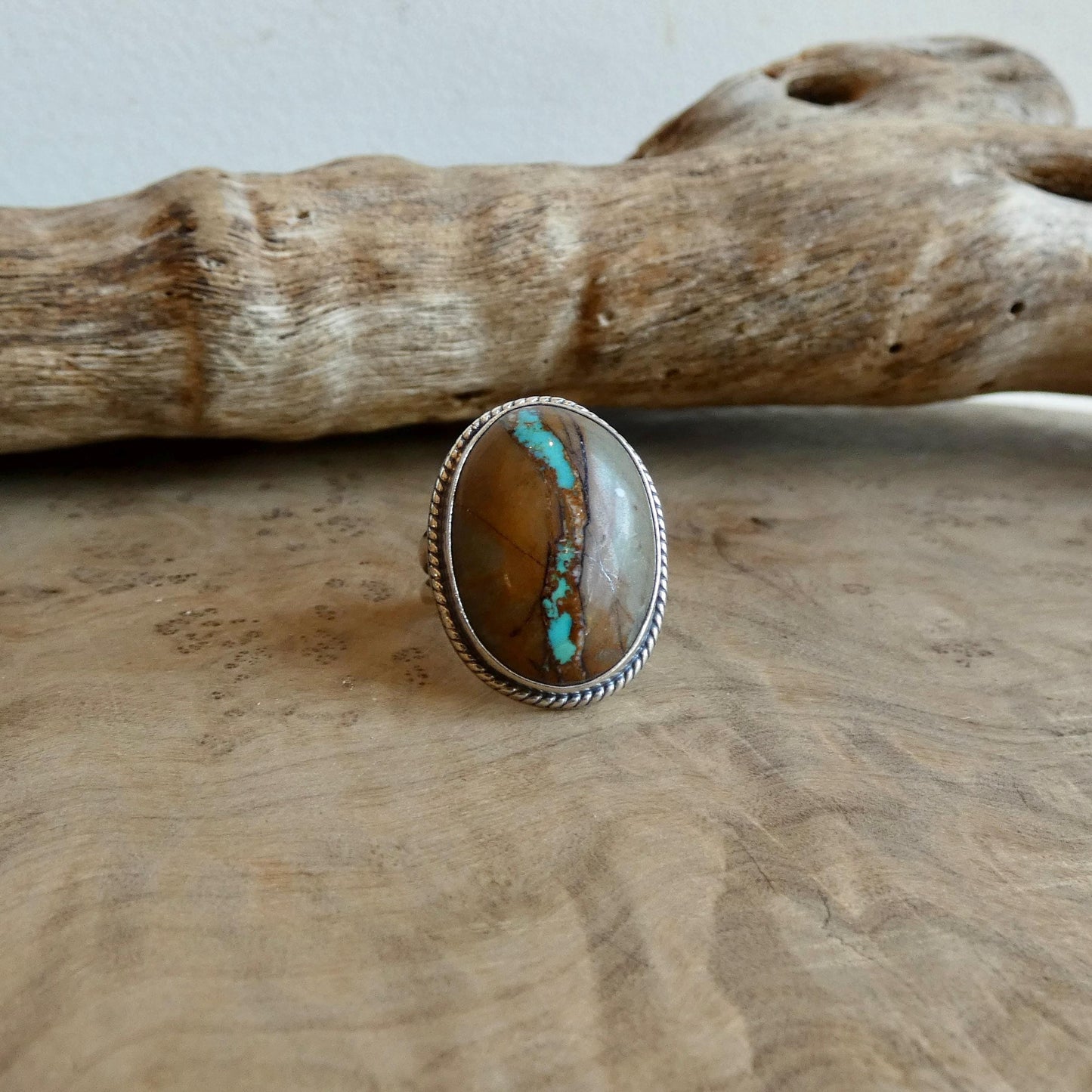 Royston Ribbon Turquoise Ring - Choose your Size - Nevada Boulder