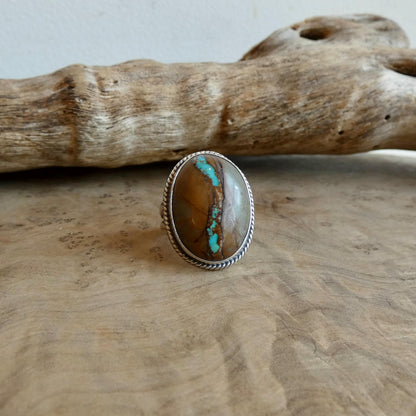 Royston Ribbon Turquoise Ring - Choose your Size - Nevada Boulder