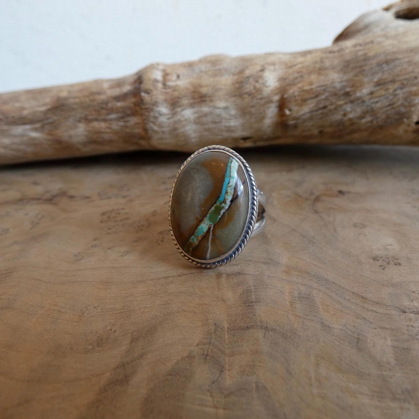 Royston Ribbon Turquoise Ring - Choose your Size - Nevada Boulder