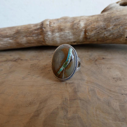 Royston Ribbon Turquoise Ring - Choose your Size - Nevada Boulder