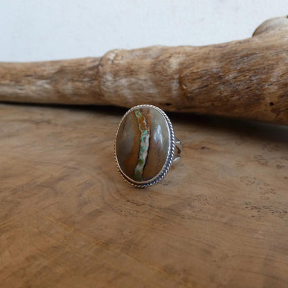 Royston Ribbon Turquoise Ring - Choose your Size - Nevada Boulder