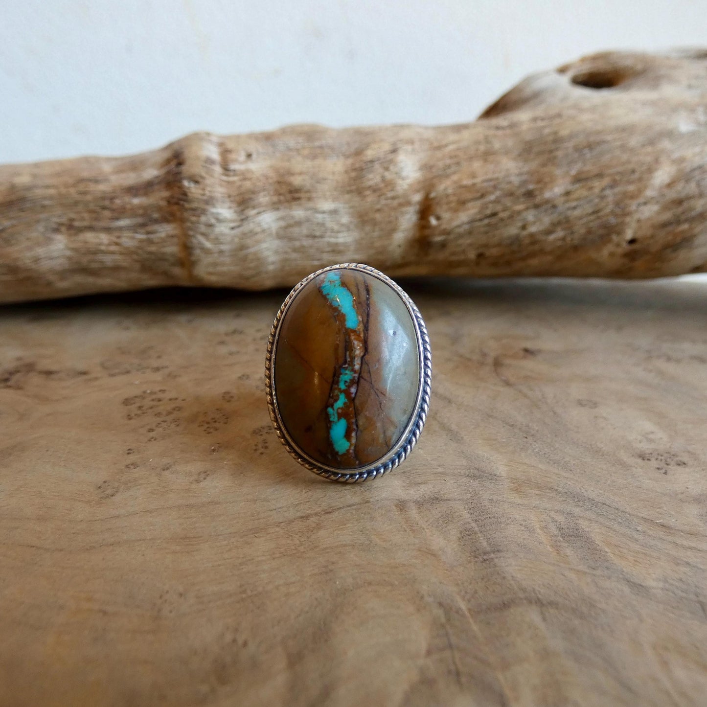 Royston Ribbon Turquoise Ring - Choose your Size - Nevada Boulder
