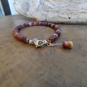 Purple Spiny Oyster Beaded Bracelet - .925 Sterling Silver