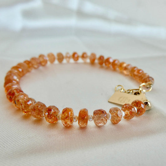 Oregon Sunstone Beaded Bracelet | 14 KT GF Clasp