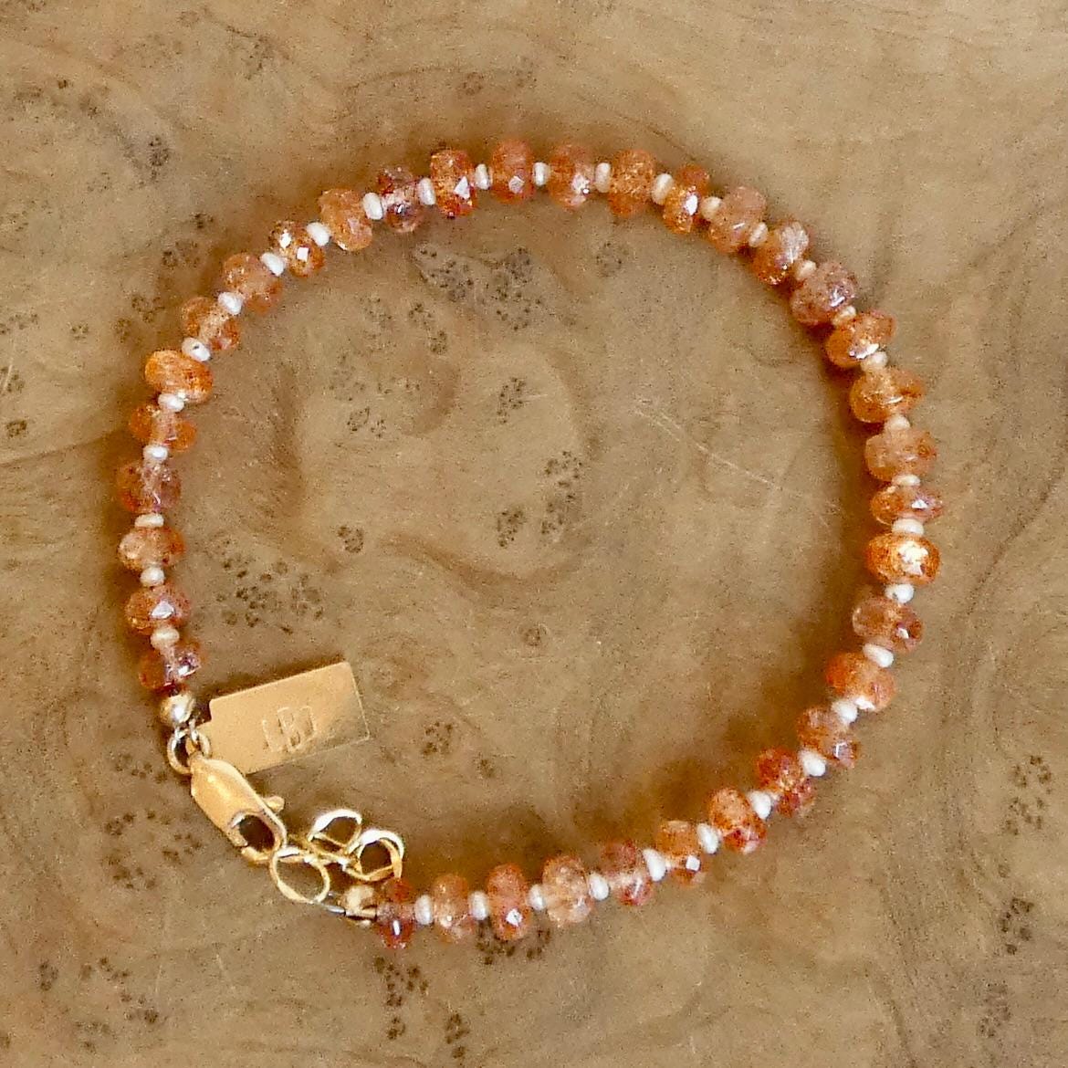 Oregon Sunstone Beaded Bracelet | 14 KT GF Clasp