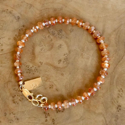 Oregon Sunstone Beaded Bracelet | 14 KT GF Clasp