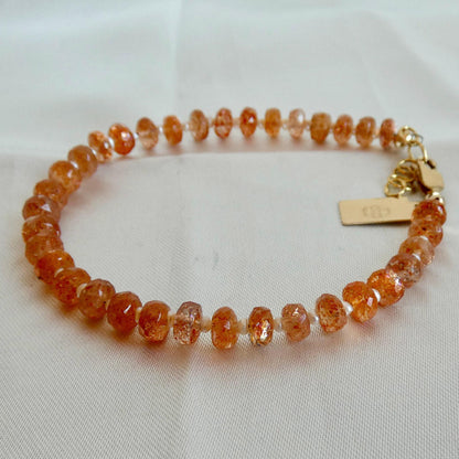 Oregon Sunstone Beaded Bracelet | 14 KT GF Clasp