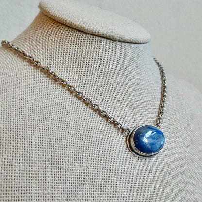 Blue Kyanite East West Pendant - Sterling Silver