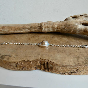 Blister Mabe Pearl .925 Rolo Chain Bracelet - Chunky Sterling Silver