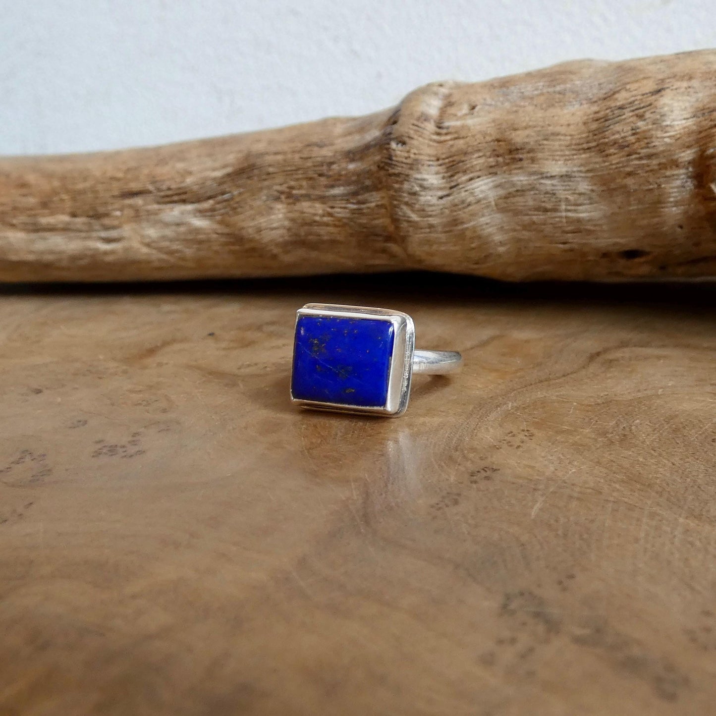Blue Lapis Ring East-West Rectangle Ring | Sterling Silver