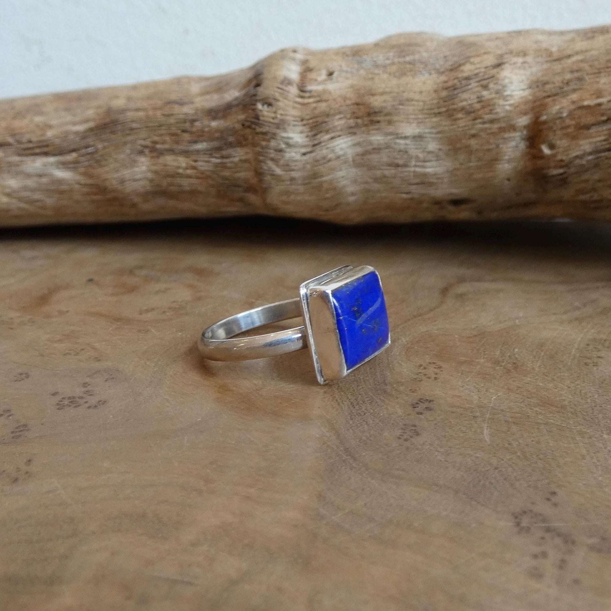 Blue Lapis Ring East-West Rectangle Ring | Sterling Silver