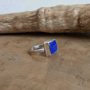 AAA Blue Lapis Ring - East-West Rectangle - .925 Sterling Silver