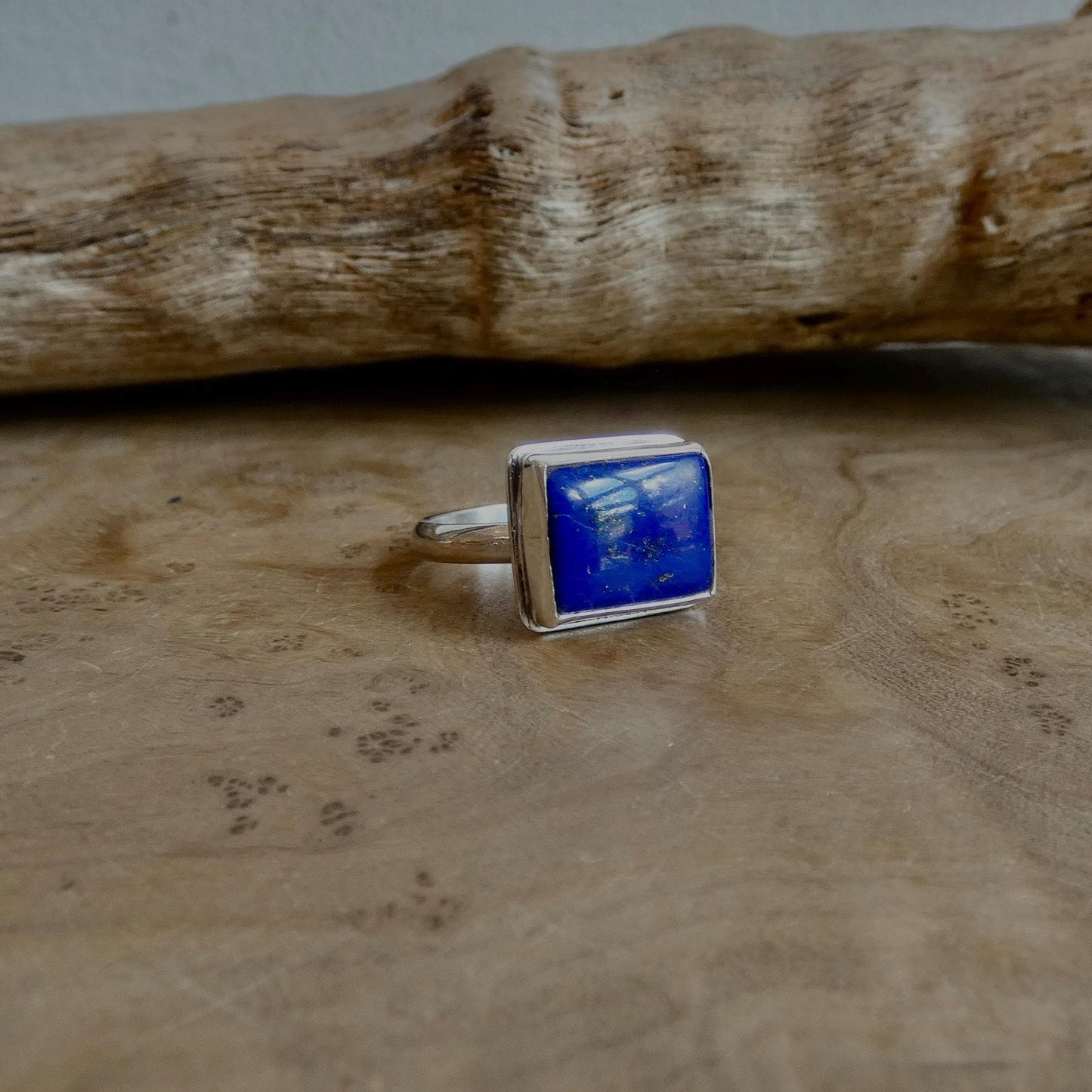 Blue Lapis Ring East-West Rectangle Ring | Sterling Silver