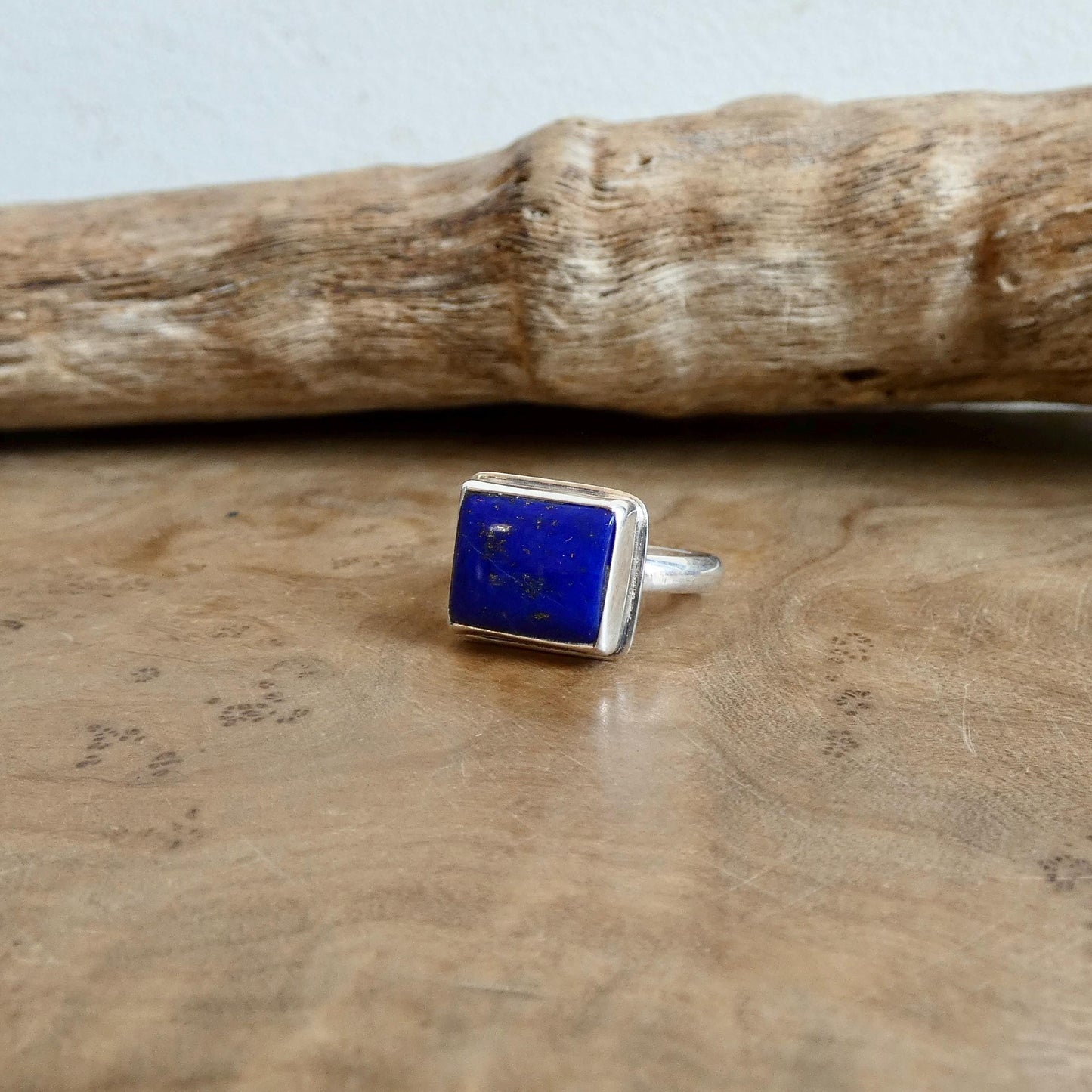Blue Lapis Ring East-West Rectangle Ring | Sterling Silver