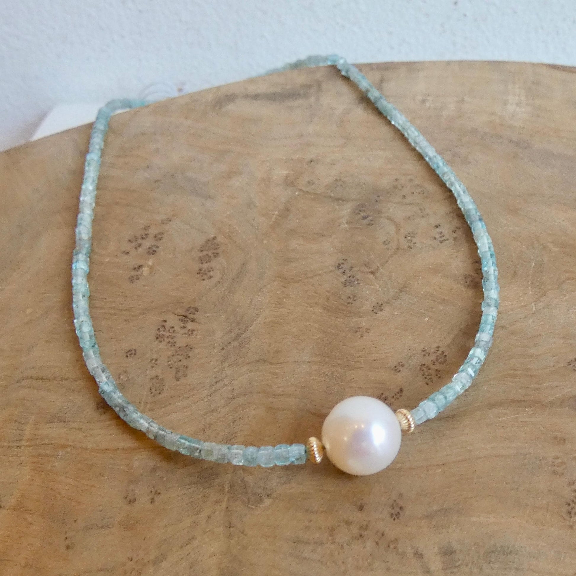 Dainty Aquamarine and Pearl Dangle Earrings - 14K Gold Filled Leverbacks