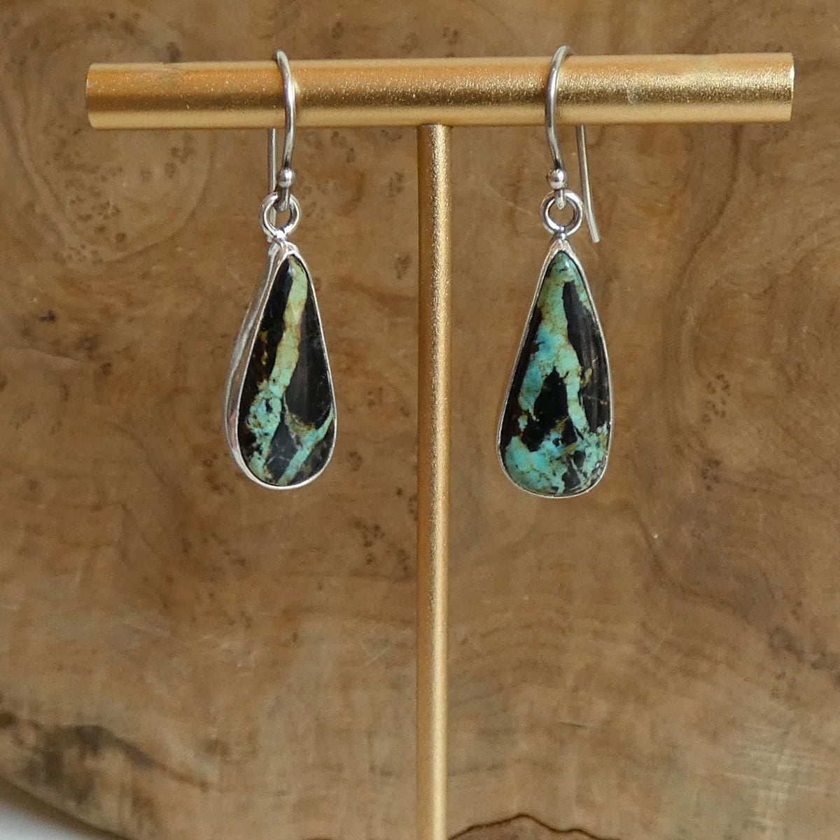Black Jack Turquoise Drop Earrings - Choose Your Finished Pair - Sterling Silver