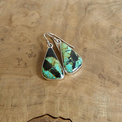 Black Jack Turquoise Drop Earrings - Choose Your Finished Pair - Sterling Silver