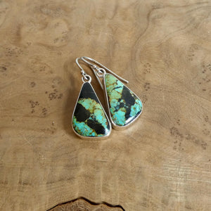 Black Jack Turquoise Drop Earrings - Choose Your Finished Pair - Sterling Silver