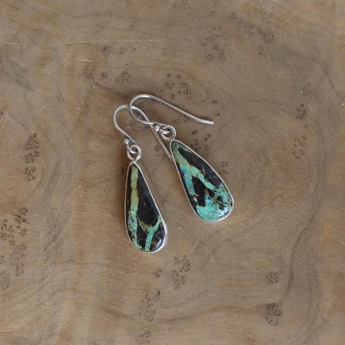 Black Jack Turquoise Drop Earrings - Choose Your Finished Pair - Sterling Silver