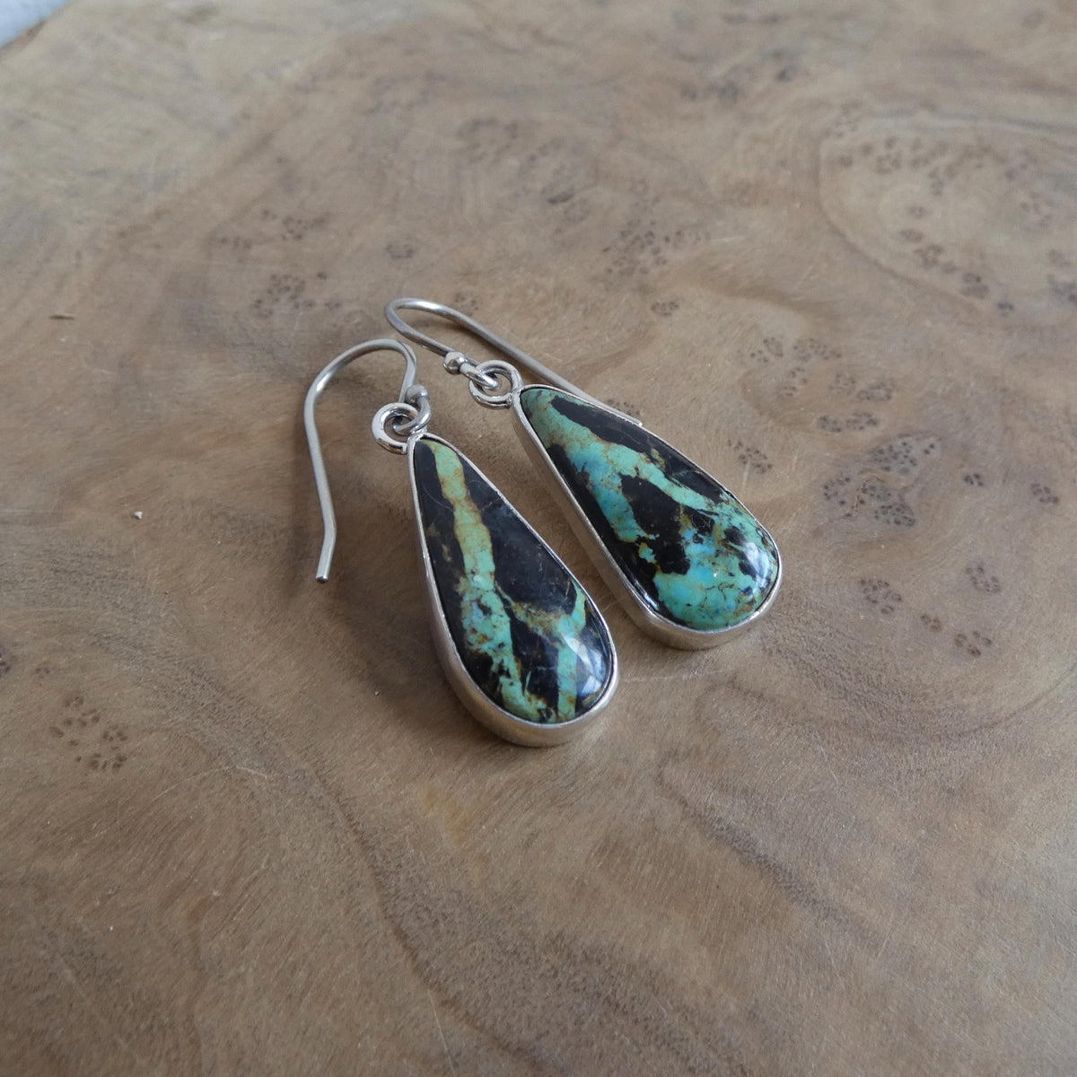 Black Jack Turquoise Drop Earrings - Choose Your Finished Pair - Sterling Silver