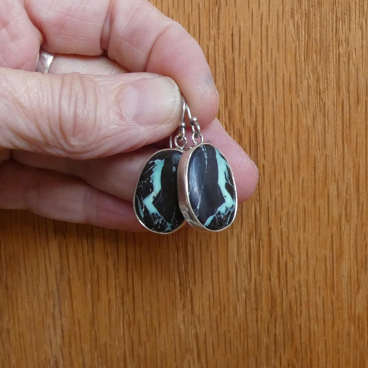 Black Jack Turquoise Drop Earrings - Choose Your Finished Pair - Sterling Silver
