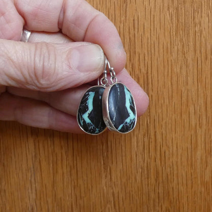 Black Jack Turquoise Drop Earrings - Choose Your Finished Pair - Sterling Silver