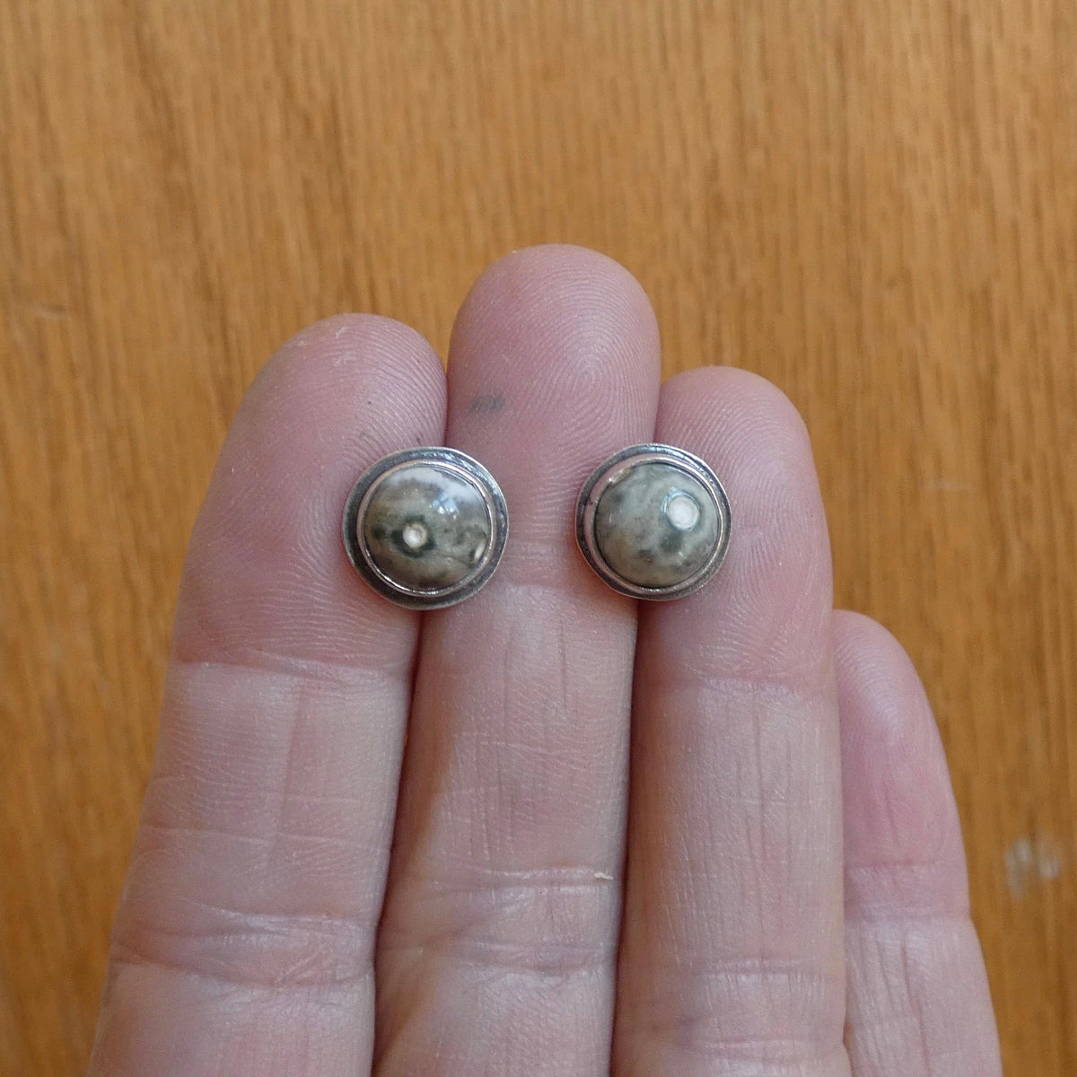 Ocean Jasper Simple Studs | Sterling Silver