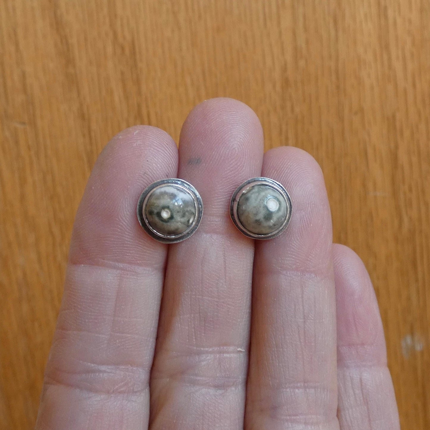 Choose Your Pair - Ocean Jasper Sterling Silver Studs - Silversmith Post Earrings